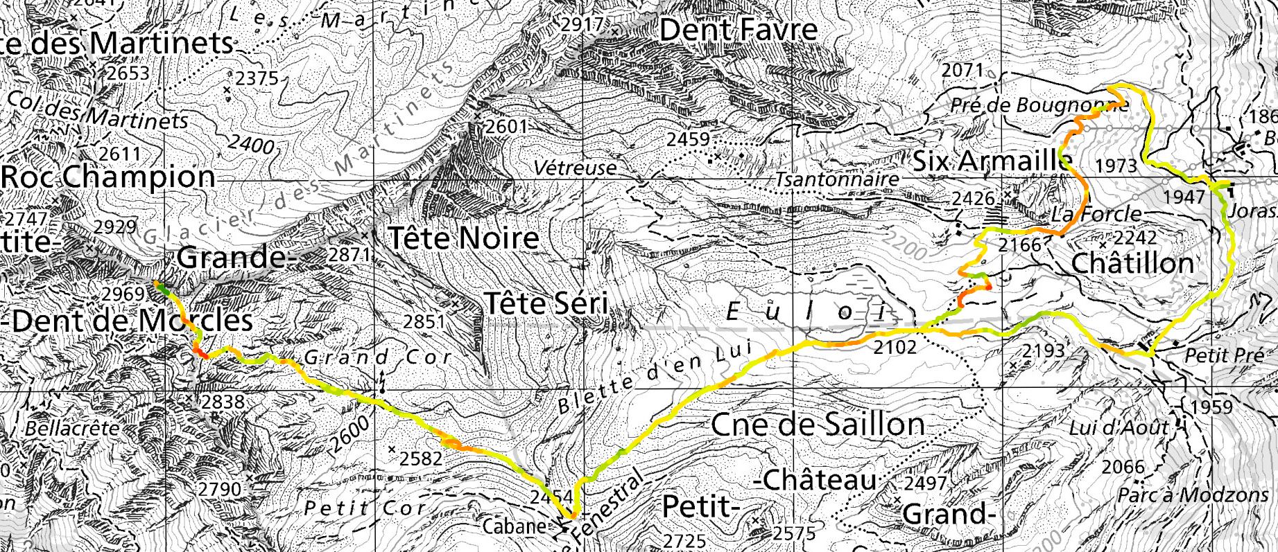 TCX map at la dent de Morcles